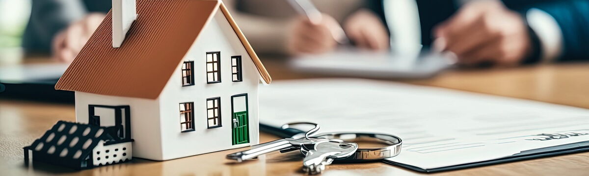 Paar unterzeichnet Vertrag beim Immobilienmakler